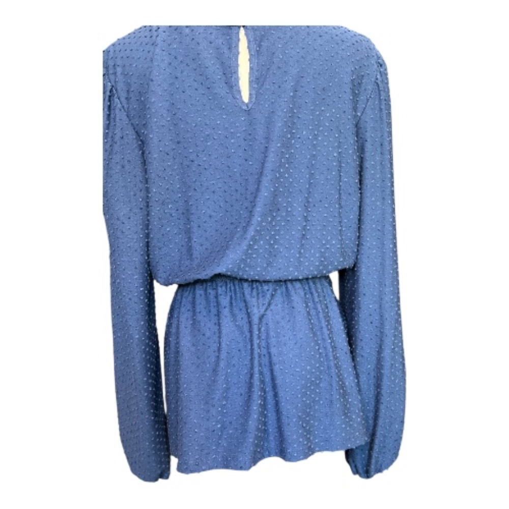 EUC Ava James blue textured long sleeve tie-back, tie-front/top – XL - Picture 7 of 11